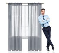 GAIFNAG Voile Tende Lino Tenda a Pannello Tende 50 x 210 cm Morbide Tinta Unita Tenda Isolante, Vari Colori Magnetico Tenda Oscurante da Interno per Finestra Soggiorno Camera, Grigio Chiaro