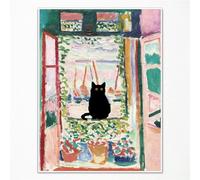 GAINOW Henri Matisse Pittura A Olio su Tela Arte Murale Matisse Famoso Poster Aperto Nero Gatto Divertente Stampa Floreale Estetica per Camera da Letto Bagno 30x40cm Senza Cornice