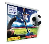 GAINUP Schermo Proiettore Manuale | 250x250cm (139 Pollici) 250cm | Formato 4:3 16:9 16:10 - Telo Bianco con Retro Nero - Telo Proiezione a Molla 2 Metri e Mezzo - Videoproiezione 2,5mt 3D Full HD 4K