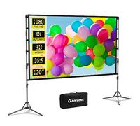 GAINVANE - Schermo per proiettore e supporto, schermo portatile da 120 pollici, per interni ed esterni, schermo di proiezione 16:9 4K HD, senza pieghe, leggero, con borsa per il trasporto, per serate