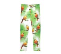 GAIREG Active Leggings per Ragazze Arancione Uccelli Verde | Pantaloni elasticizzati per bambine: tessuto elasticizzato liscio, comfort attivo, da indossare sotto il vestito