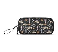 GAIREG Barber Shop Elements - Astuccio portapenne, per bambini | Astuccio con passanti elastici per penna, stampato su tutta la superficie, per classe, 2 l, 20 x 9 x 11 cm, 155,9 g