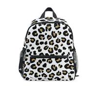 GAIREG Black Leopard Spots White Toddler Boy Zaino con targhetta per nome, zainetti per bambini borsa per libri da viaggio,