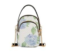 GAIREG Blue Crab - Borsa a tracolla compatta per telefono, colore: Bianco, Ortensia Blu Floreale 1