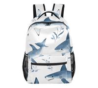 GAIREG Blue Shark Zaino con Multi Tasche Storage, Cinghie Regolabili, Squalo blu, Medium, Zaino casual per la scuola