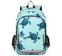 GAIREG Blue Teal Sea Turtles - Borsa per libri organizzata per la scuola | Borsa per libri ben organizzata per ragazze, capacità 17 l, cinghie traspiranti, finiture riflettenti e due tasche laterali