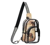 GAIREG Borsa da stadio vintage marrone cavallo trasparente per unisex