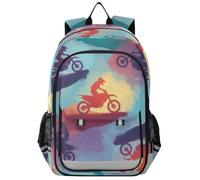 GAIREG Borsa per libri con patta magnetica per motociclisti | Zaino per la scuola con design multi-tasca, scomparto principale da 17 l, finiture riflettenti e cinghia toracica