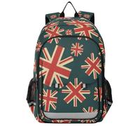 GAIREG Borsa per libri scolastica con bandiera britannica retrò | Robusto zaino per la scuola con design ben organizzato, spallacci regolabili e tasche per bottiglie