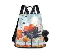 GAIREG Carnaval Celebration Zaino da donna retrò Zaino antifurto Borsa a mano Borsa da viaggio, Alberi autunnali con uccelli