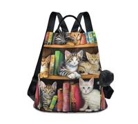 GAIREG Carnaval Celebration Zaino da donna retrò Zaino antifurto Borsa a mano Borsa da viaggio, Chat in una biblioteca
