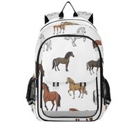 GAIREG Cartone Animato Cavallo Bianco 17L Libro | Borsa per libri scolastica imbottita con design ben organizzato, strisce riflettenti e cinghia toracica regolabile