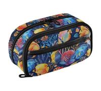 GAIREG Cassa variopinta della penna del pesce tropicale, divisore | Astuccio da viaggio, con robusta chiusura a doppia cerniera, esterno resistente alle fuoriuscite, poliestere e PVC