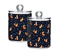 GAIREG Cute Fox and Leaves - Dispenser per tamponi di cotone, per farmacia, confezione da 2