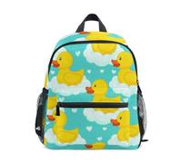 GAIREG Cute Yellow Ducks Light Blue Toddler Boy Zaino con targhetta per nome, zaino per la scuola per bambini zaino da viaggio, Graziose anatre gialle azzurre, 3-5 Years, Zaini Carino