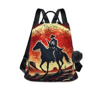 GAIREG Donne Zaino Portafoglio Anti Furto Design Viaggi Escursionismo Campeggio Zaino Pack, Scheletro di Halloween Cowboy-1