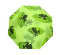 GAIREG Frog Green Leaf Ombrello compatto, leggero, portatile, automatico, ombrello da donna, ombrelli per pioggia, taglia unica