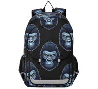 GAIREG Gorilla Head - Libreria scolastica, colore: Nero | Zaino scuola con patta magnetica, capacità 17 l, cinghie comode, finiture riflettenti e due tasche laterali