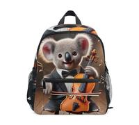 GAIREG Grazioso zaino per bambini con targhetta per il nome, zaino da viaggio con koala e violoncello, Simpatica serenata di koala e cellophane, 6-8 anni, Graziosi zaini