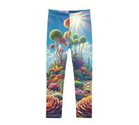 GAIREG Le ragazze variopinte delle piante grasse hanno stampato le ghette | Leggings a lunghezza intera per bambini: maglia elasticizzata che assorbe l'umidità, vita elastica delicata sulla pelle