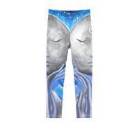 GAIREG Leggings elasticizzati blu della luna della donna, pantaloni | Leggings con stampa per bambine: maglia elasticizzata traspirante con vita elastica delicata sulla pelle