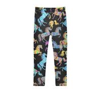 GAIREG Leggings elasticizzati per ragazze cavalli colorati neri | Leggings a tutta lunghezza per bambini: tessuto flessibile ad alte prestazioni, vita elasticizzata, per la pratica sportiva