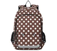 GAIREG Libreria scolastica a pois bianchi e marroni | Zaino per la scuola, capacità 17 l, design con patta magnetica, due tasche laterali in rete e schienale imbottito