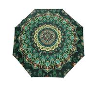 GAIREG Mandala Forest Green Ombrello per Pioggia, Leggero Portatile Automatico Ombrello da Donna, Ombrelli per Pioggia Taglia Unica