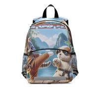 GAIREG Mini zaino per bambini con gatto e cane Kung Fu, per bambini, per la scuola, da viaggio, 3-6 anni, M