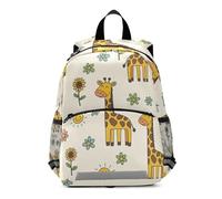 GAIREG Mini zaino per bambini con giraffe e fiori stravaganti color crema per bambini da 3 a 6 anni, per la scuola, da viaggio, taglia M