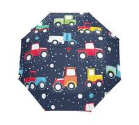 GAIREG Ombrello compatto con camion carino blu scuro, leggero ombrello automatico aperto/chiuso per le donne, ombrelli per pioggia taglia unica