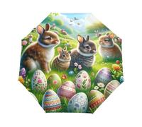 GAIREG Ombrello compatto con coniglietti pasquali, apertura e chiusura automatica, dimensioni compatte per zaini/borse da donna, taglia unica