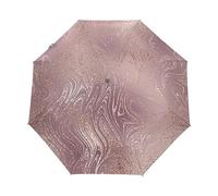 GAIREG Ombrello da viaggio antivento in marmo rosa glitterato piccolo ombrello automatico da pioggia per zaino, borsa, auto