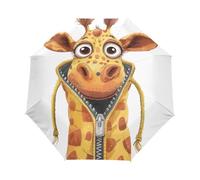 GAIREG Ombrello da viaggio con giraffa con cappotto, antivento, apertura automatica, pieghevole, pieghevole, compatto, per pioggia