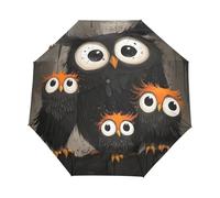 GAIREG Ombrello da viaggio con gufo mamma e piccolo gufo, antivento, con apertura automatica, pieghevole, pieghevole, compatto, per pioggia