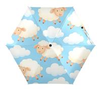 GAIREG Ombrello da viaggio con protezione UV, antivento, compatto, da viaggio, portatile, ideale per le donne, con simpatiche pecore in stile cartone animato, colore: blu