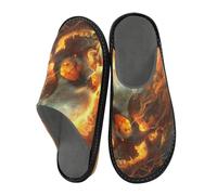 GAIREG Pantofole invernali da uomo da casa da donna, Teschio umano in fiamme, 6.5-7 US