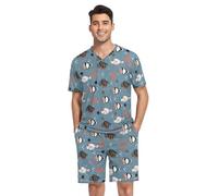 GAIREG Pigiama a maniche corte da uomo, estivo, a maniche corte, con tasche, taglie S-XXL, Ancora Pesce, L