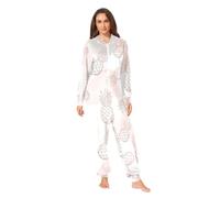 GAIREG Pigiama intero con ananas, colore bianco e rosa, facile da indossare | Tutina con cappuccio per coppie e scambio regalo, design senza piedi, facile da indossare e da togliere
