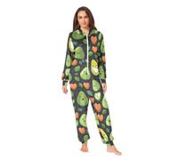 GAIREG Pigiama intero con cappuccio verde avocado carino | Pigiama intero con taglio casual unisex e vestibilità con polsini, misto poliestere vellutato