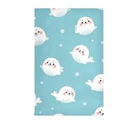 GAIREG Set di 4 asciugamani decorativi a molla, motivo con sigilli blu, 71 x 45 cm