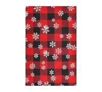 GAIREG Set di 6 asciugamani a molla, motivo scozzese rosso e nero, con fiocchi di neve, 71 x 45 cm