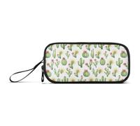 GAIREG Simpatico astuccio bianco con cactus, ben ordinato con supporto | Astuccio portamatite con tasche interne in rete, per il trasporto quotidiano, 2 l, 2 x 8,54 x 4,33 pollici, 155,9 g