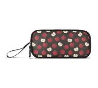 GAIREG Simpatico astuccio marrone con mele, stampa all-over di facile | Organizer per matite per adolescenti, design ad ampia apertura, ben ordinato, contiene penne, pennarelli e una calcolatrice