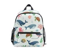 GAIREG Simpatico zaino da bambina con animali marini balene con targhetta per nome, piccolo zaino da viaggio, Simpatici animali marini balene, 3-5 Years, Zaini Carino