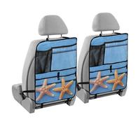 GAIREG Starfish on Blue Wood Board Pattern Car Seat Protector 2 Pack Car Seat Back Kick Protectors Backseat Organizer