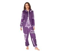 GAIREG Trees Christmas Purple Adult Womens Zipper Tutina Costume, Pigiama di Natale Tutina per Adulti, Alberi di Natale Viola, X-Small