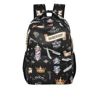 GAIREG Zainetto con stelle e lune, design multi tasca, per scuola e viaggio, Elementi del barbiere, Medium, Zaino casual per la scuola