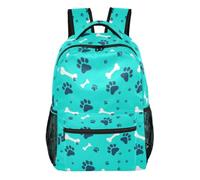 GAIREG Zainetto con stelle e lune, design multi tasca, per scuola e viaggio, Paw Prints Teal, Medium, Zaino casual per la scuola