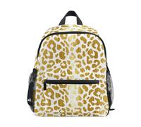 GAIREG Zainetto per bambini con motivo leopardato dorato a pois bianchi per bambini con targhetta per il nome, mini zaino da viaggio, Macchie di leopardo dorato Bianco, 3-5 Years, Zaini Carino